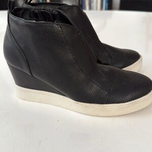 MIA Black Wedge Sneaker with White Sole